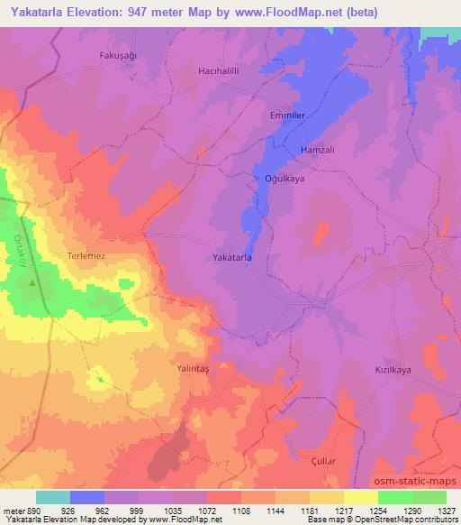 Yakatarla,Turkey Elevation Map