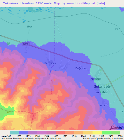 Yakasinek,Turkey Elevation Map