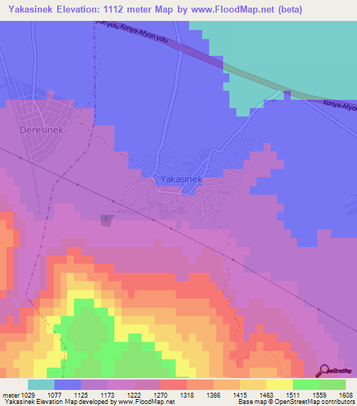 Yakasinek,Turkey Elevation Map