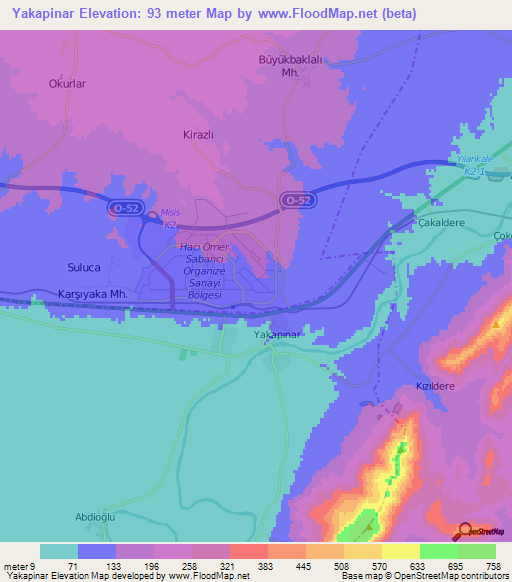 Yakapinar,Turkey Elevation Map