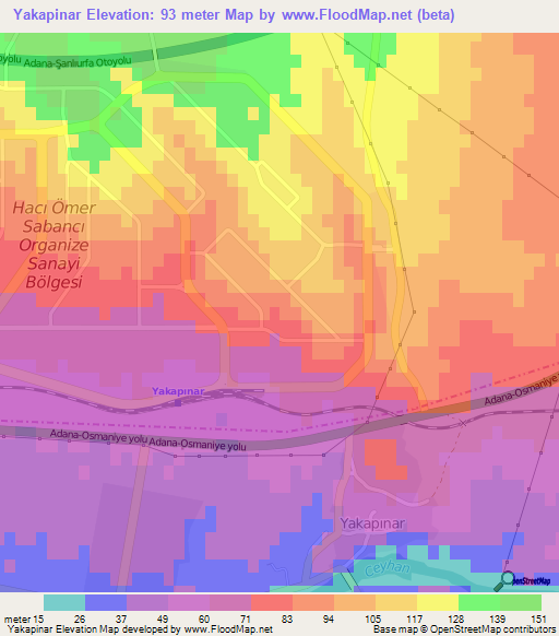 Yakapinar,Turkey Elevation Map