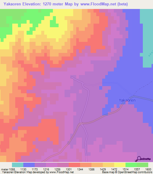 Yakaoren,Turkey Elevation Map