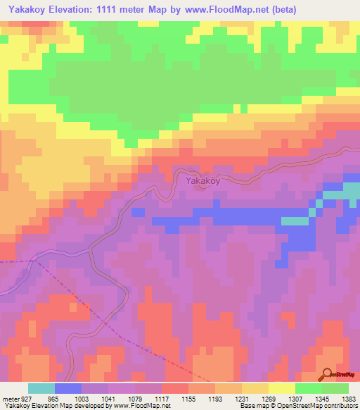 Yakakoy,Turkey Elevation Map