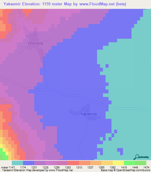 Yakaemir,Turkey Elevation Map