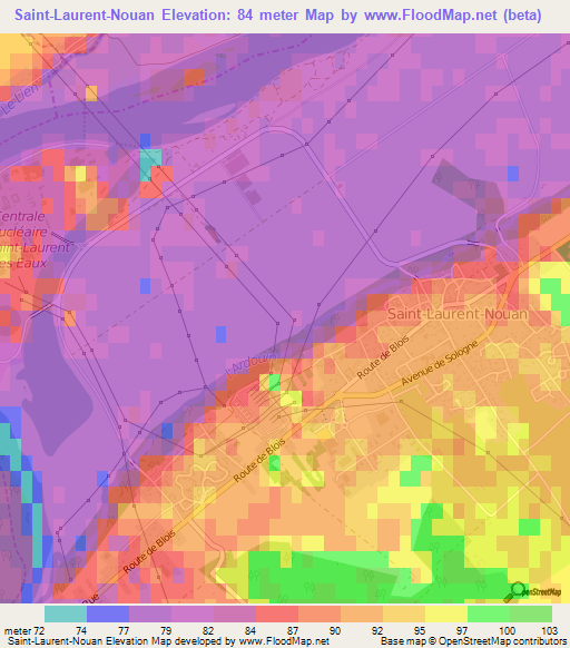 Saint-Laurent-Nouan,France Elevation Map