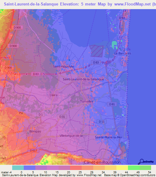 Saint-Laurent-de-la-Salanque,France Elevation Map