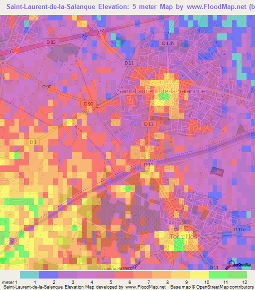 Saint-Laurent-de-la-Salanque,France Elevation Map