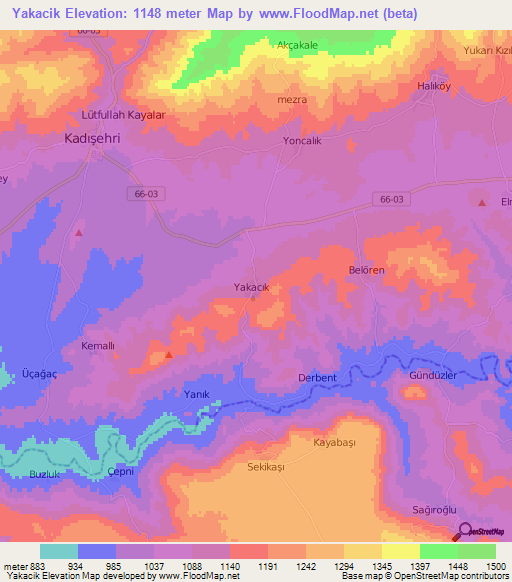 Yakacik,Turkey Elevation Map