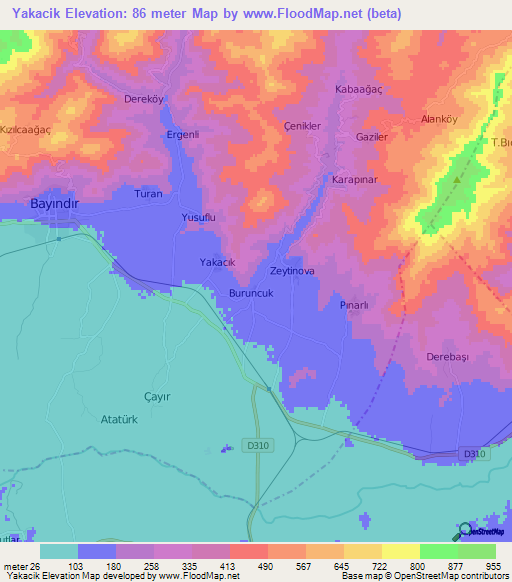 Yakacik,Turkey Elevation Map