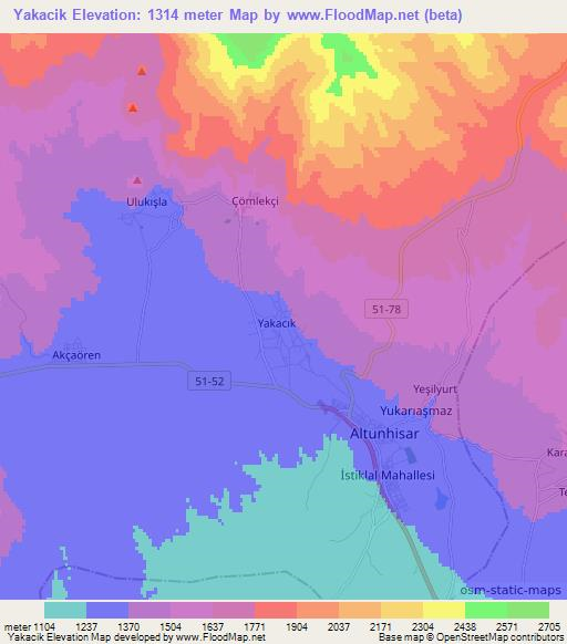 Yakacik,Turkey Elevation Map