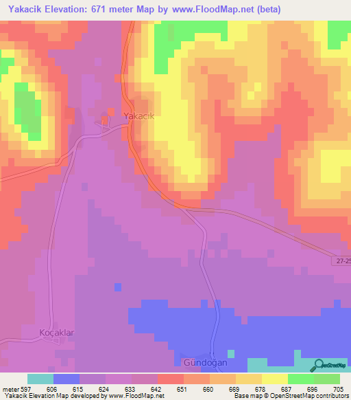 Yakacik,Turkey Elevation Map