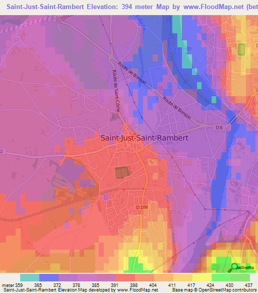 Saint-Just-Saint-Rambert,France Elevation Map