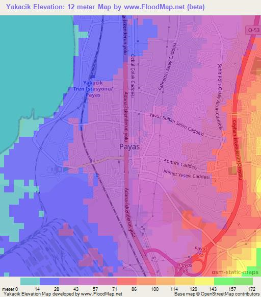 Yakacik,Turkey Elevation Map