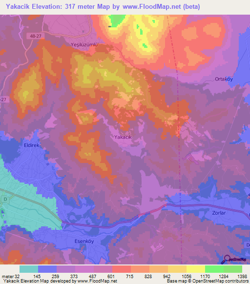 Yakacik,Turkey Elevation Map