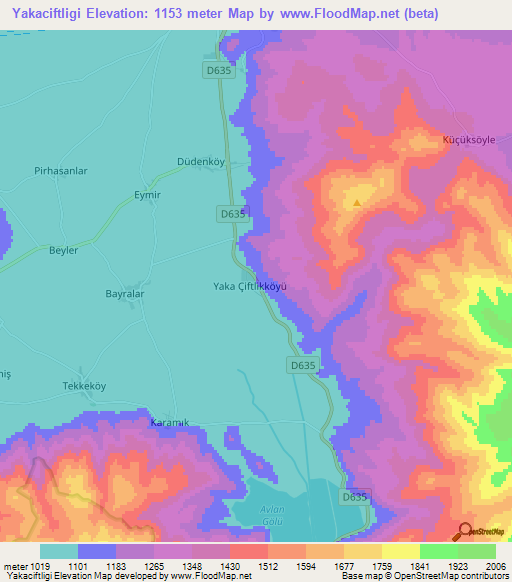 Yakaciftligi,Turkey Elevation Map