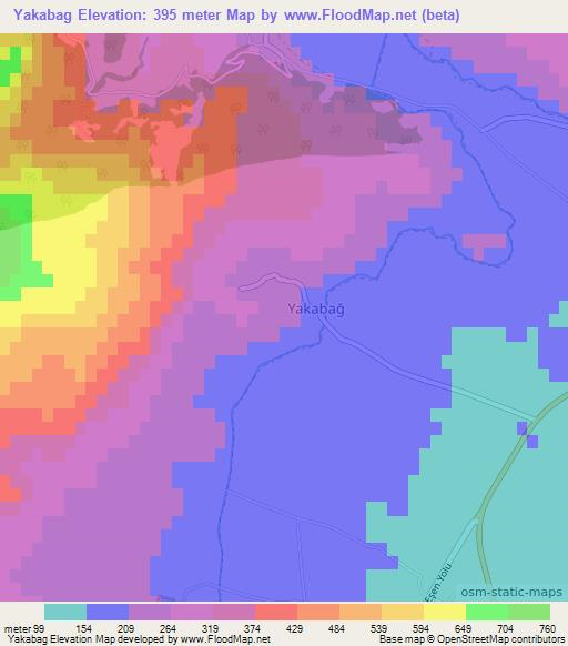Yakabag,Turkey Elevation Map