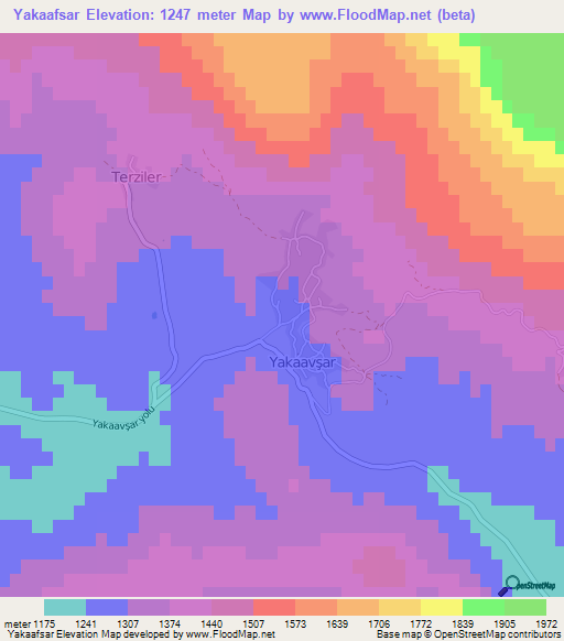 Yakaafsar,Turkey Elevation Map