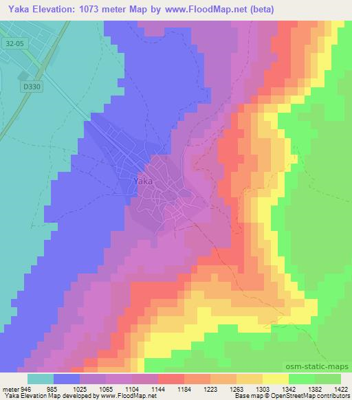 Yaka,Turkey Elevation Map