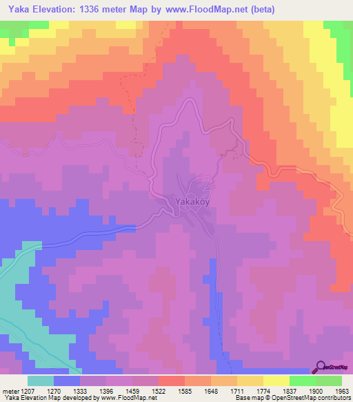 Yaka,Turkey Elevation Map