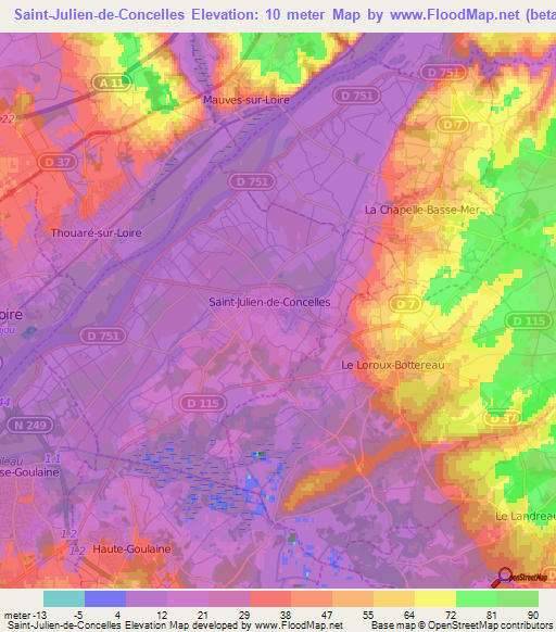 Saint-Julien-de-Concelles,France Elevation Map