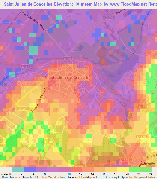 Saint-Julien-de-Concelles,France Elevation Map