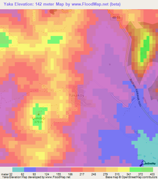 Yaka,Turkey Elevation Map