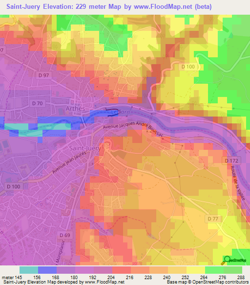 Saint-Juery,France Elevation Map