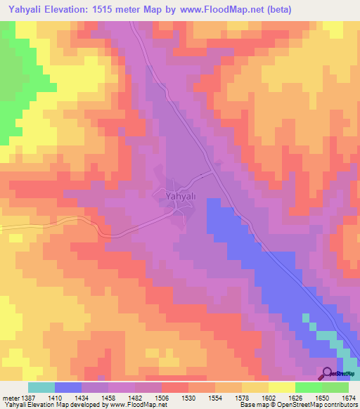 Yahyali,Turkey Elevation Map