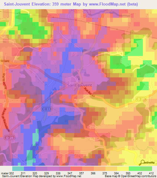 Saint-Jouvent,France Elevation Map