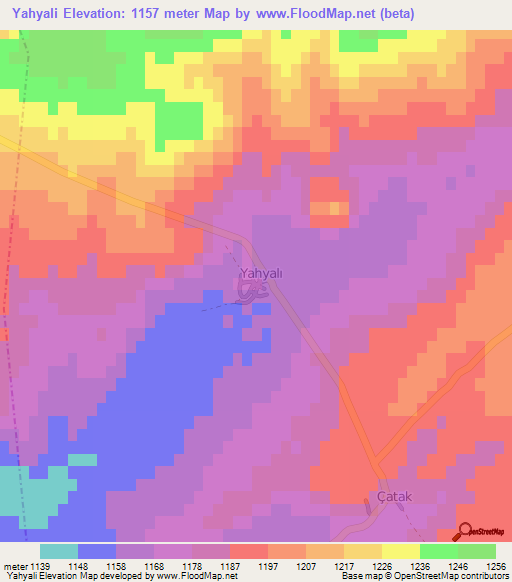 Yahyali,Turkey Elevation Map