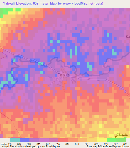 Yahyali,Turkey Elevation Map