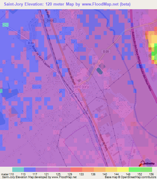 Saint-Jory,France Elevation Map