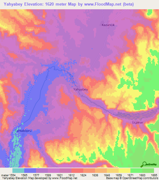 Yahyabey,Turkey Elevation Map