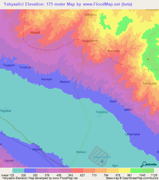 Yahyaalici,Turkey Elevation Map