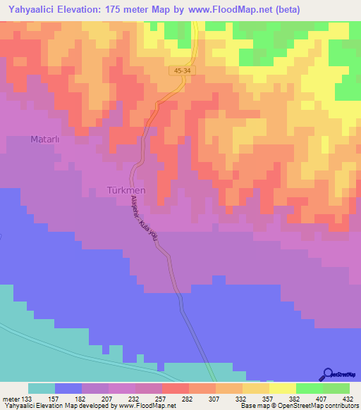 Yahyaalici,Turkey Elevation Map