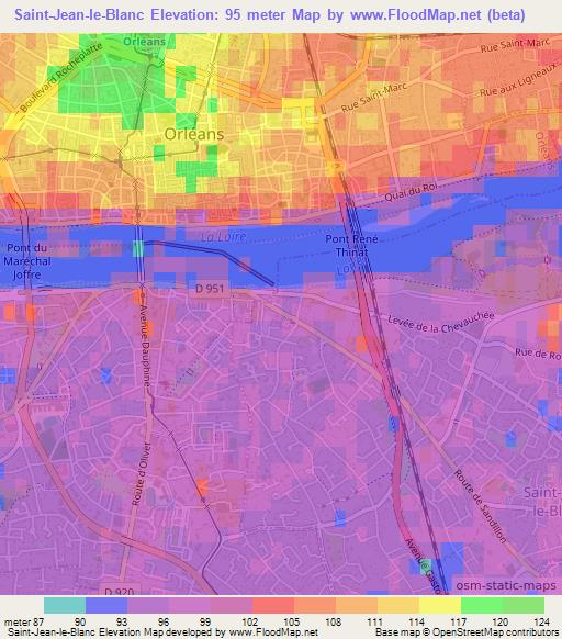 Saint-Jean-le-Blanc,France Elevation Map