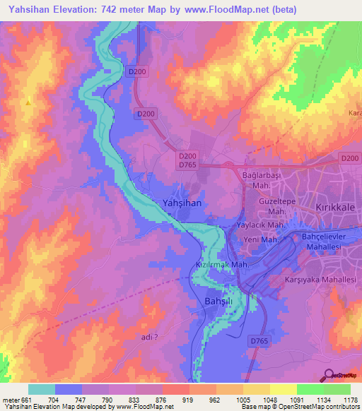 Yahsihan,Turkey Elevation Map