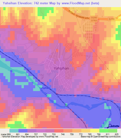 Yahsihan,Turkey Elevation Map