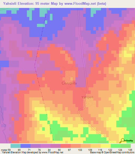 Yahsieli,Turkey Elevation Map