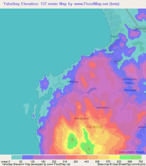 Yahsibey,Turkey Elevation Map