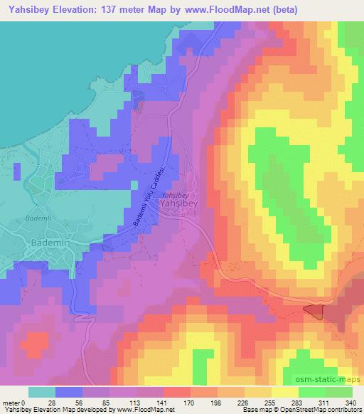 Yahsibey,Turkey Elevation Map