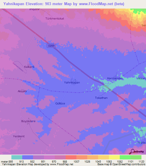 Yahnikapan,Turkey Elevation Map