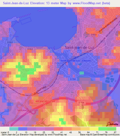 Saint-Jean-de-Luz,France Elevation Map