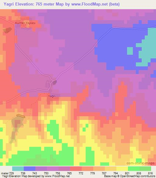 Yagri,Turkey Elevation Map