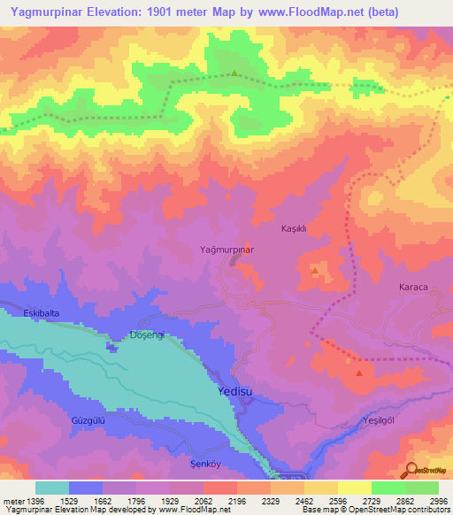 Yagmurpinar,Turkey Elevation Map