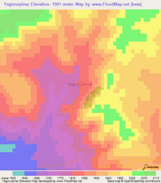 Yagmurpinar,Turkey Elevation Map