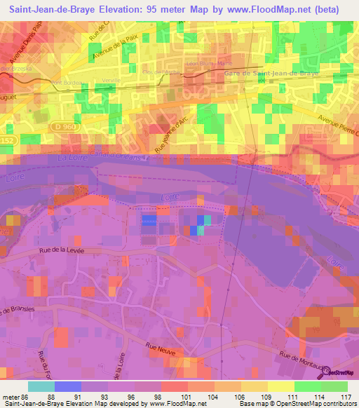 Saint-Jean-de-Braye,France Elevation Map