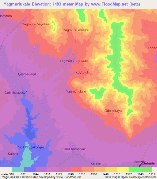 Yagmurlukale,Turkey Elevation Map