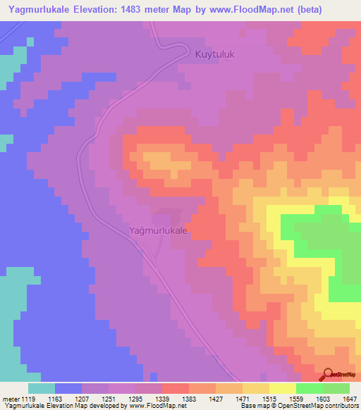 Yagmurlukale,Turkey Elevation Map