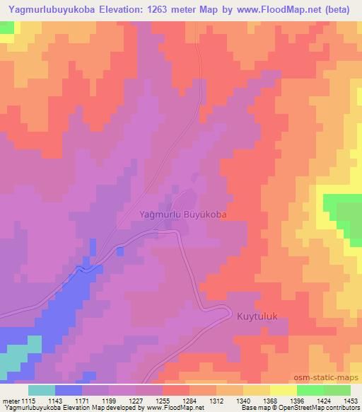 Yagmurlubuyukoba,Turkey Elevation Map